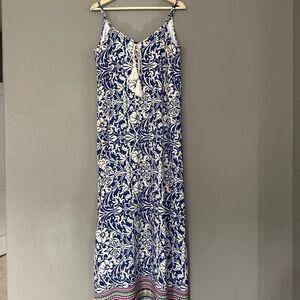 Pinkblush Blue and White Sleeveless Maxi Sundress cocktail dress